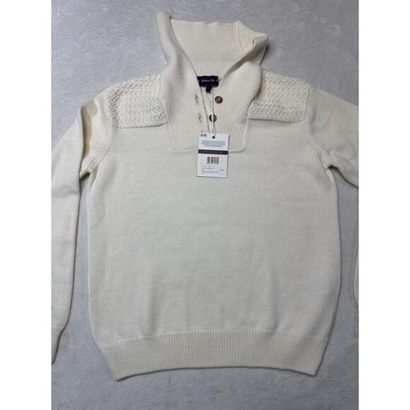 Armor-Lux Pull Camionneur Milk Wool Blend Fisherman Sweater SZ S Coastal Prep